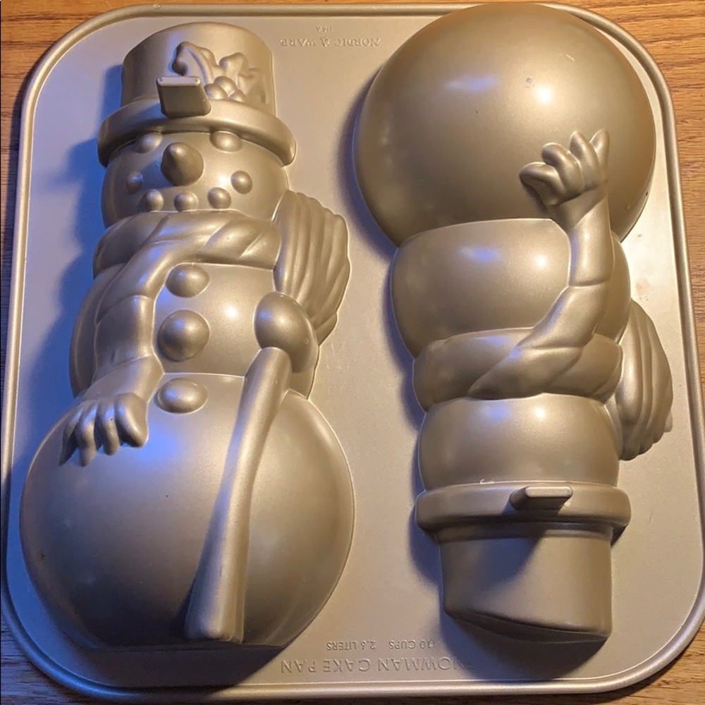 Nordic Ware Snowman Cake Pan EUC Merry Christmas! Happy Holiday!